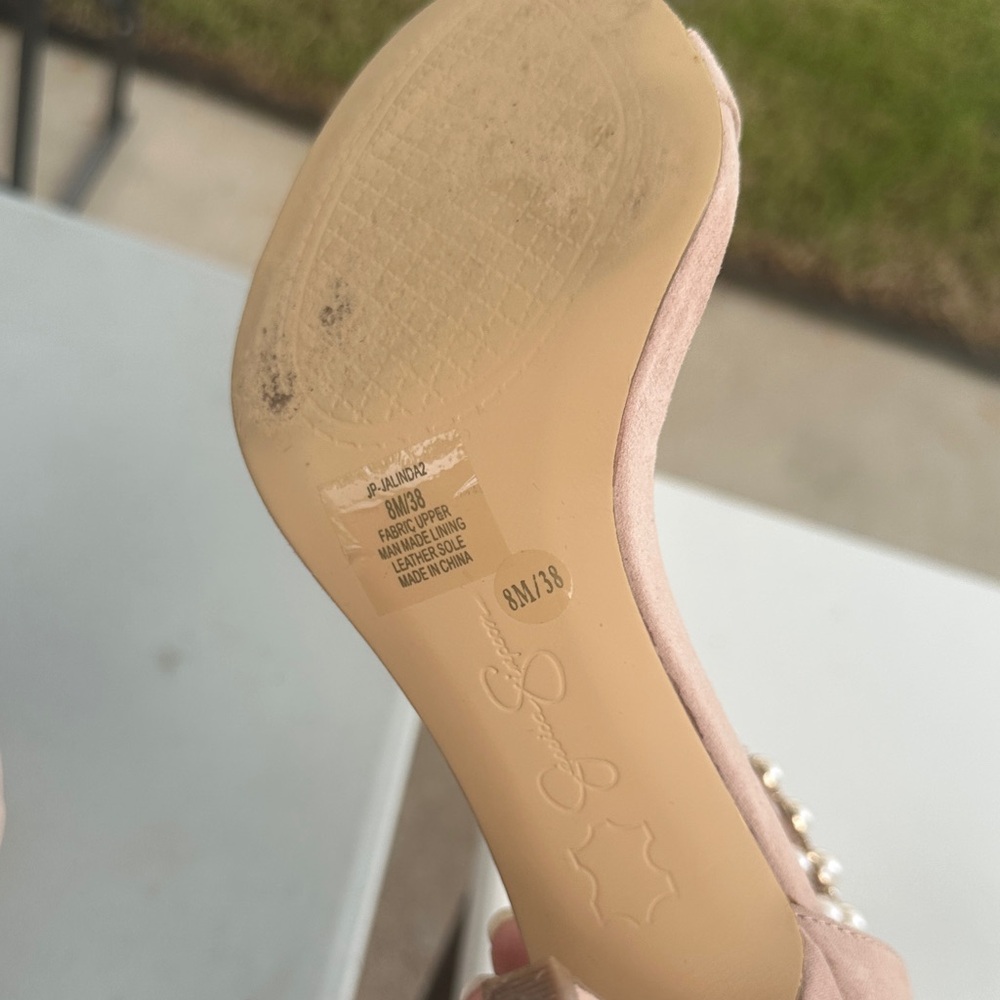 Jessica Simpson Pink Heels with Pearl Accents - Picture 5 of 5